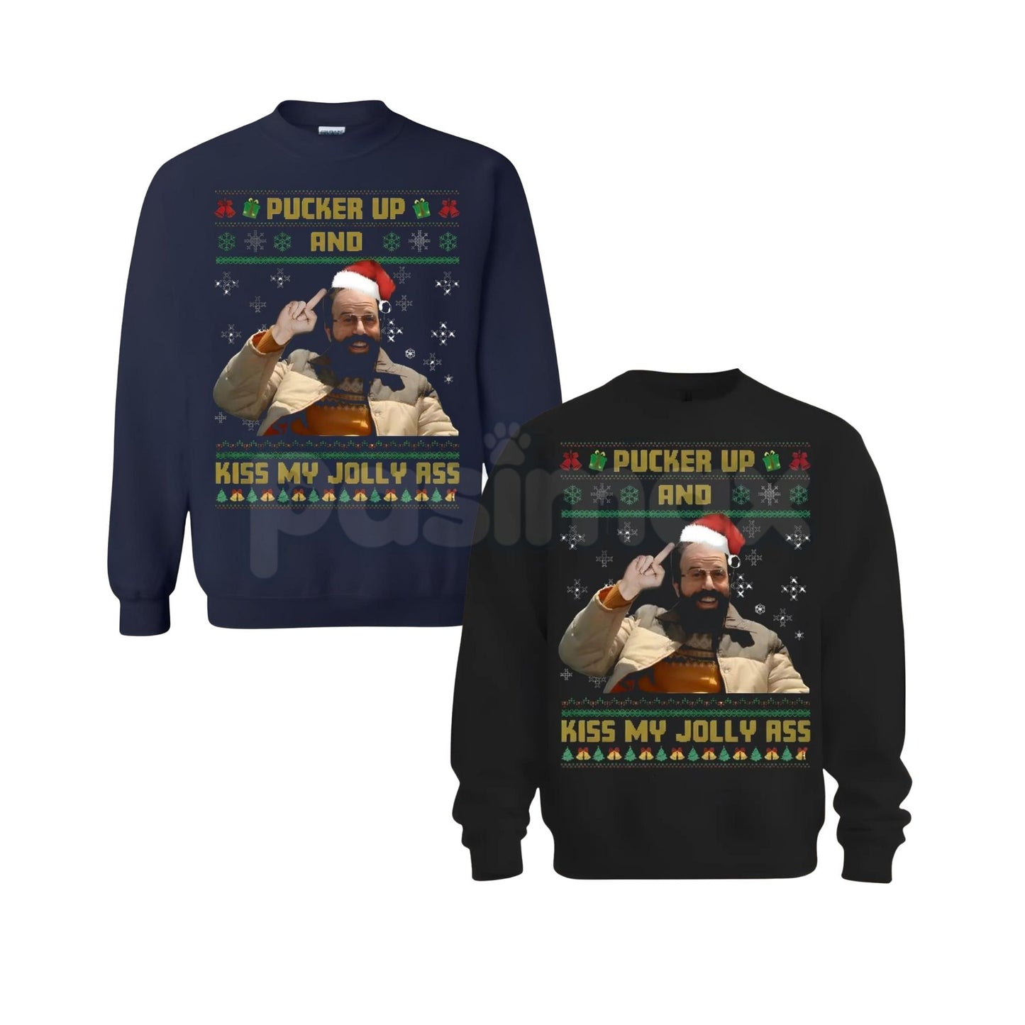 Pucker Up And Kiss My Jolly Ass Shirt | Irreverent Funny Christmas Crewneck | Sarcastic Holiday Jumper | Rude Xmas Gift-Pasimax