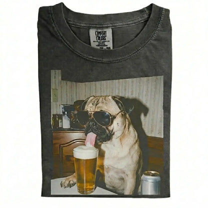 Comfort Colors® Custom Dog Breeds Drinking Beer T-Shirt – Vintage 90s Funny Edgy Dog Meme Tee, Aesthetic Retro Brewery Lover Dog Dad Gift Top