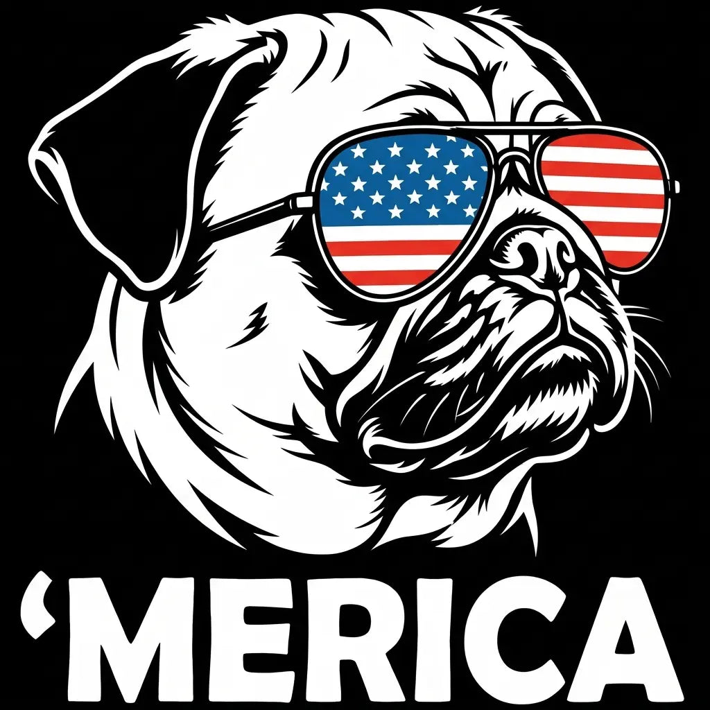 Comfort Colors® Patriotic Dog 4th of July T-Shirt – Funny "Merica" Golden Retriever & Australian Shepherd Shirt, Retro Independence Day Dog Lover Tee