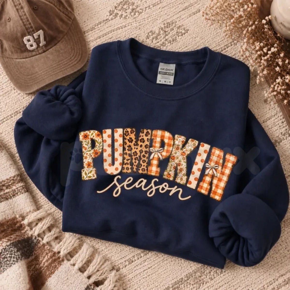 Pumpkin Season Sweatshirt | Fall Patchwork Graphic Crewneck-Pasimax