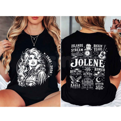 Queen Of Country Jolene Inspired 2-Sided T-Shirt – Vintage Country Music Unisex Cotton Tee-Pasimax