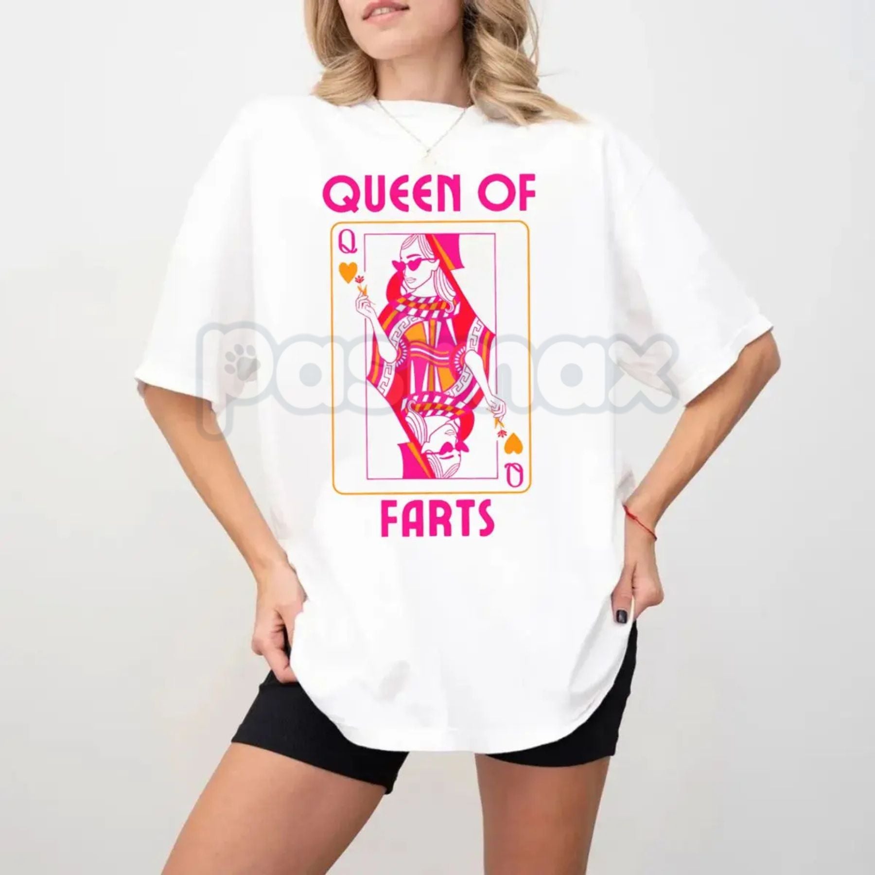 "Queen of Farts" Funny Joke T-Shirt - Inappropriate Fart Humor Tee, Sarcastic Prank Gift for Her, Hilarious Crown Graphic Top, Premium Heavyweight Gag Gift Shirt, Funny Wife or Girlfriend Humor Tee-Pasimax