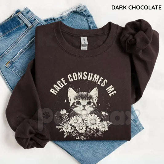 Rage Consumes Me Sweatshirt | Dark Aesthetic Goth Crewneck | Grungy Alt Streetwear Jumper | Edgy Metal Style Graphic Sweatshirt-Pasimax