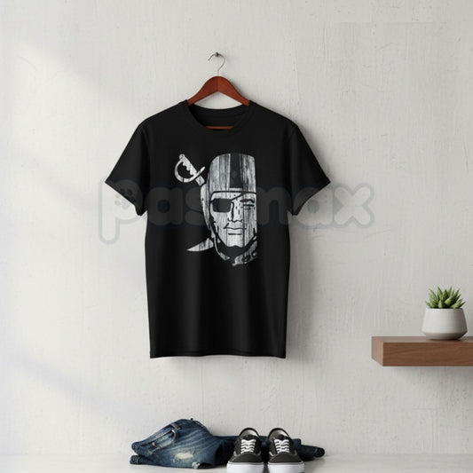 "Raider Nation" Silver & Black T-Shirt – Classic Football Fan Graphic Tee, Premium 100% Cotton Gameday Top, Soft Lived-In Heavyweight Unisex Raider Gear, Made in USA-Pasimax