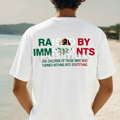 "Raised By Immigrants" Cultural Pride Tee - First Generation American Statement Top, Dual Heritage T-Shirt-Pasimax