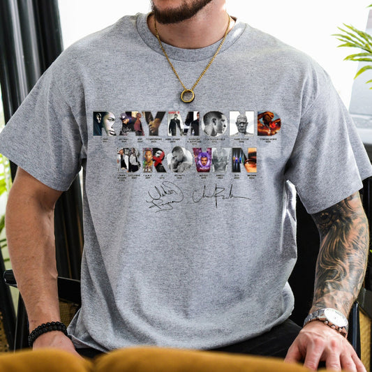 Raymond & Brown Music Graphic T-Shirt – Retro R&B Tribute Tee, Premium 100% Cotton Concert Style Top, Soft Lived-In Heavyweight Usher & Chris Brown Fan Shirt, Made in USA-Pasimax