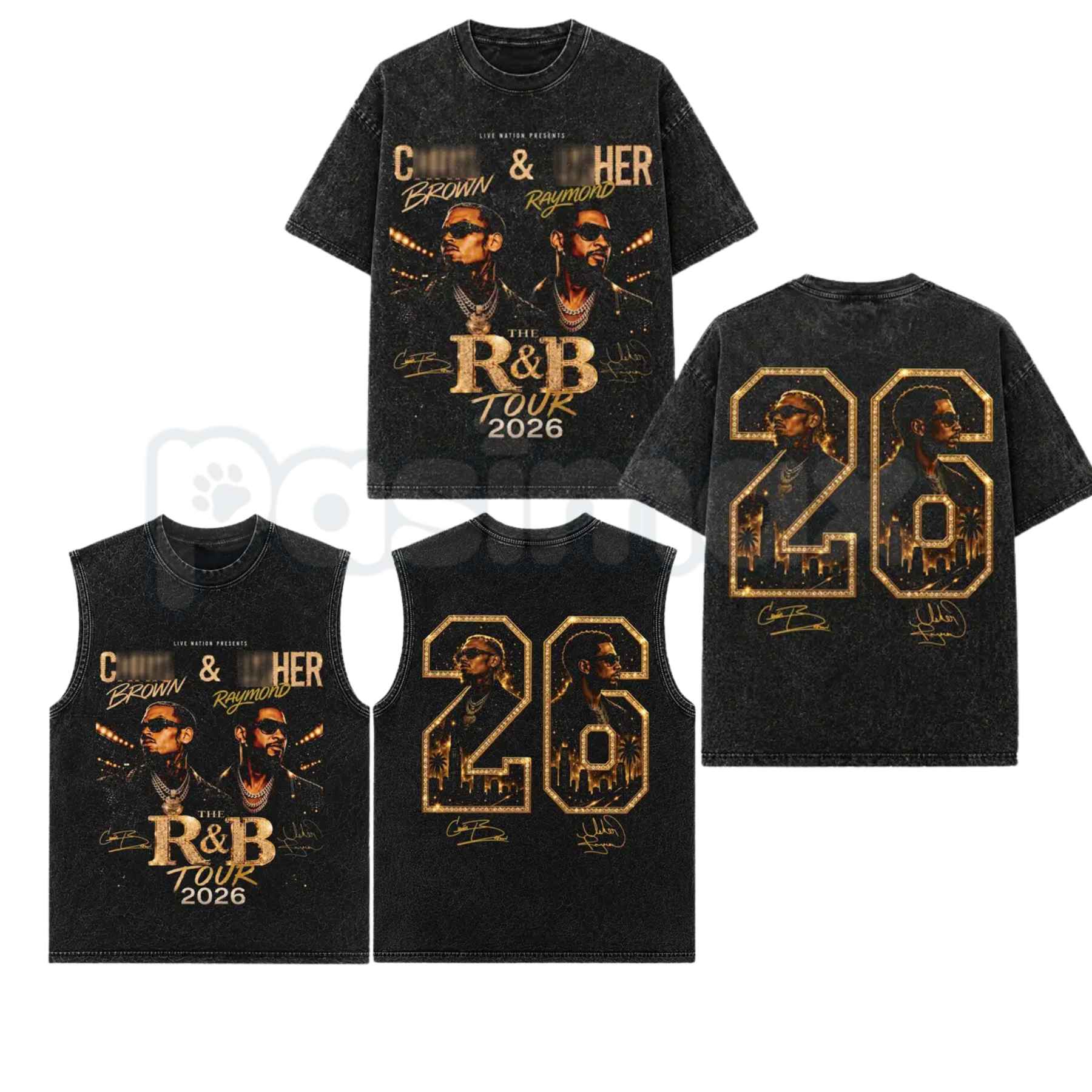 Raymond & Brown The R&B Tour 2026 V36 T-Shirt & Tank Top – Premium Acid Washed Concert Graphic Apparel, Vintage Tour Lightweight Cotton Merch-Pasimax