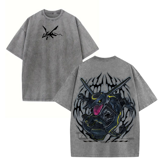 Rayquaza Anime Tee – Vintage Oversized Acid Wash Heavyweight Cotton Shirt-Pasimax