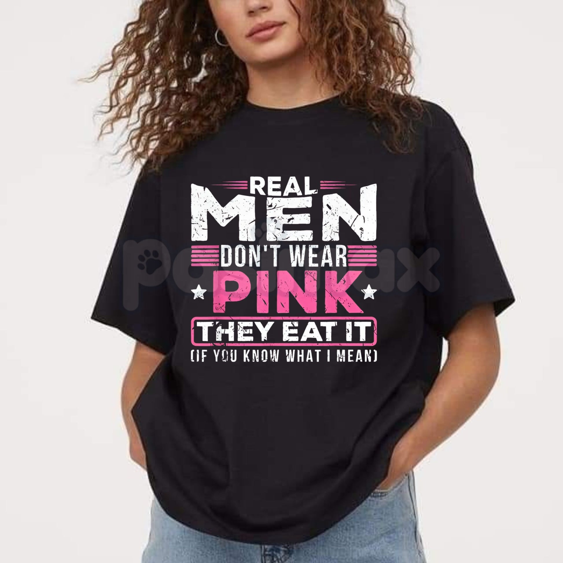 "Real Men Don't Wear Pink" Absurdist Cat T-Shirt - Funny Surreal Humor Graphic Tee, Irony Core Weird Text Shirt, Premium Heavyweight Unisex Streetwear, Bizarre Meme Culture Top, Sarcastic Nonsense Slogan Apparel-Pasimax