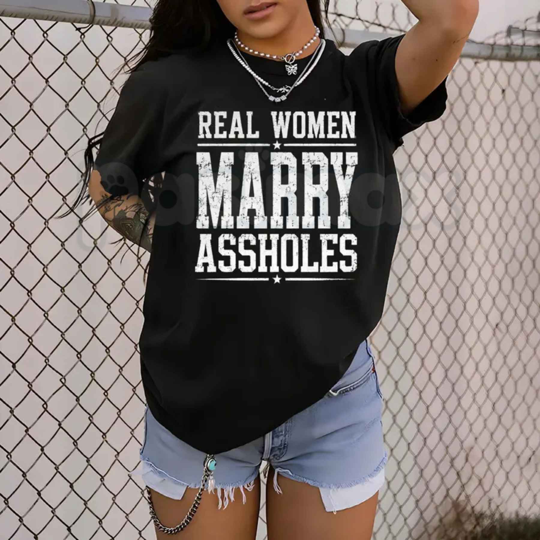 Real Women Marry Assholes T-Shirt – Funny Sarcastic Couple Unisex Cotton Tee-Pasimax
