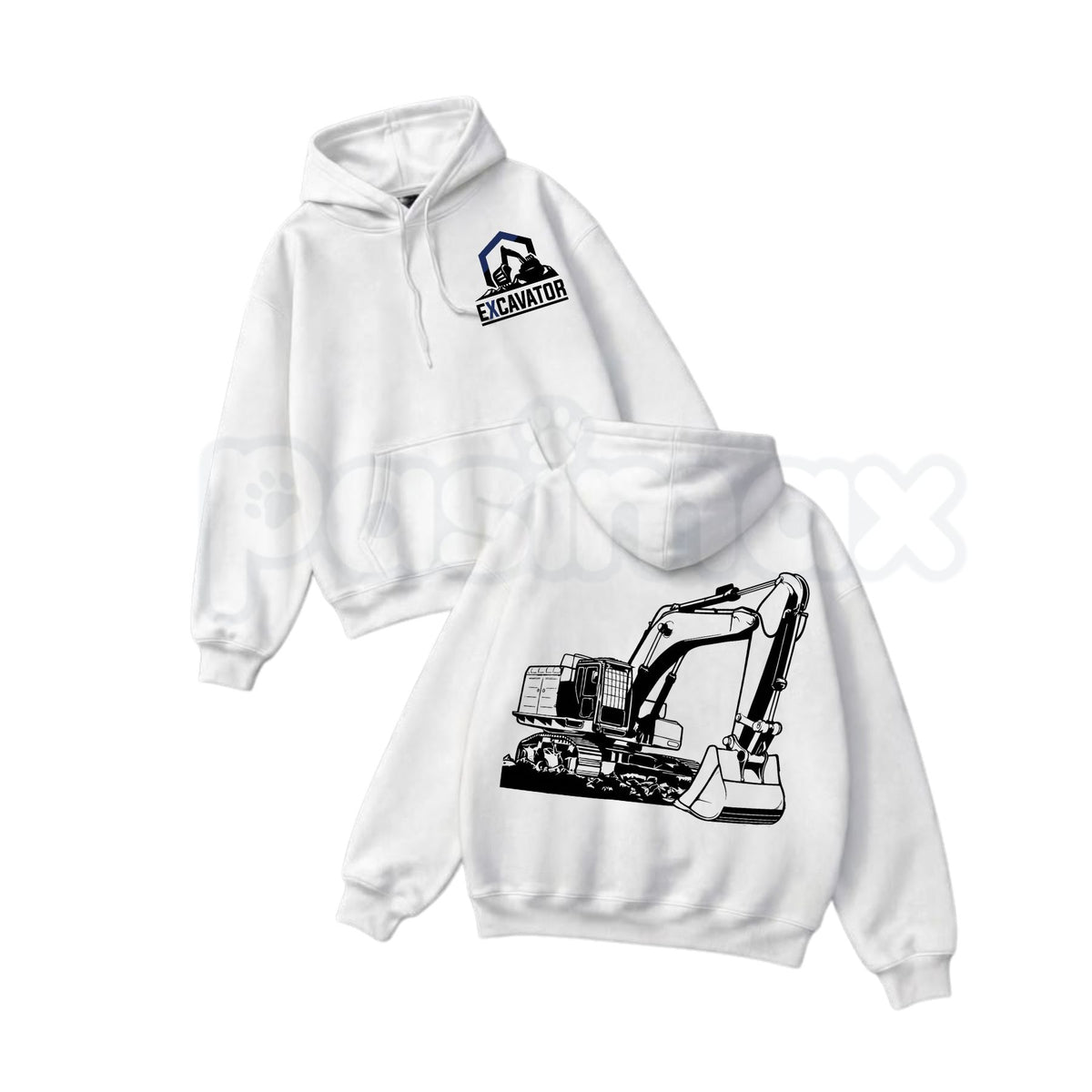 Realistic High-Visibility Scaffolder Worker Print Hoodie – Construction Site Safety Graphic Pullover, Heavy-Duty Outdoor Workwear Sweatshirt, Unisex Heavy Blend-Pasimax