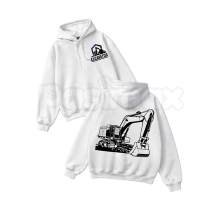 Realistic High-Visibility Scaffolder Worker Print Hoodie – Construction Site Safety Graphic Pullover, Heavy-Duty Outdoor Workwear Sweatshirt, Unisex Heavy Blend-Pasimax