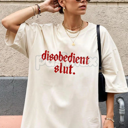 Rebellious Attitude Graphic Tee - Bold Gothic Letter Print Shirt, Unisex Edgy Aesthetic Apparel, Dark Aesthetic Streetwear-Pasimax