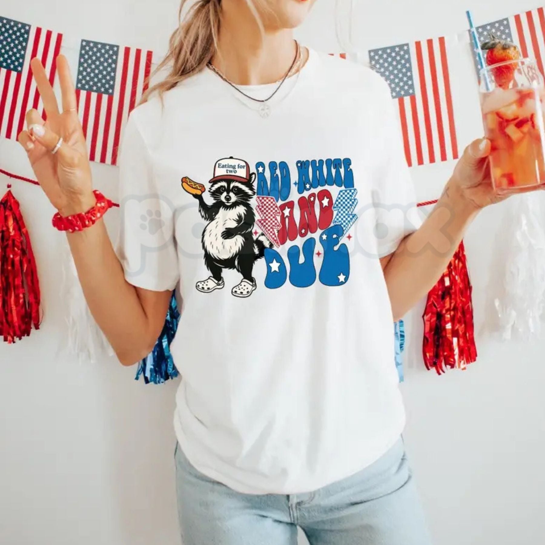 "Red, White, and Due" 4th of July Pregnancy Announcement T-Shirt – Funny American Mama Graphic Tee, Premium 100% Cotton Maternity Reveal Top, Soft Lived-In Heavyweight Patriotic Shirt, Made in USA-Pasimax