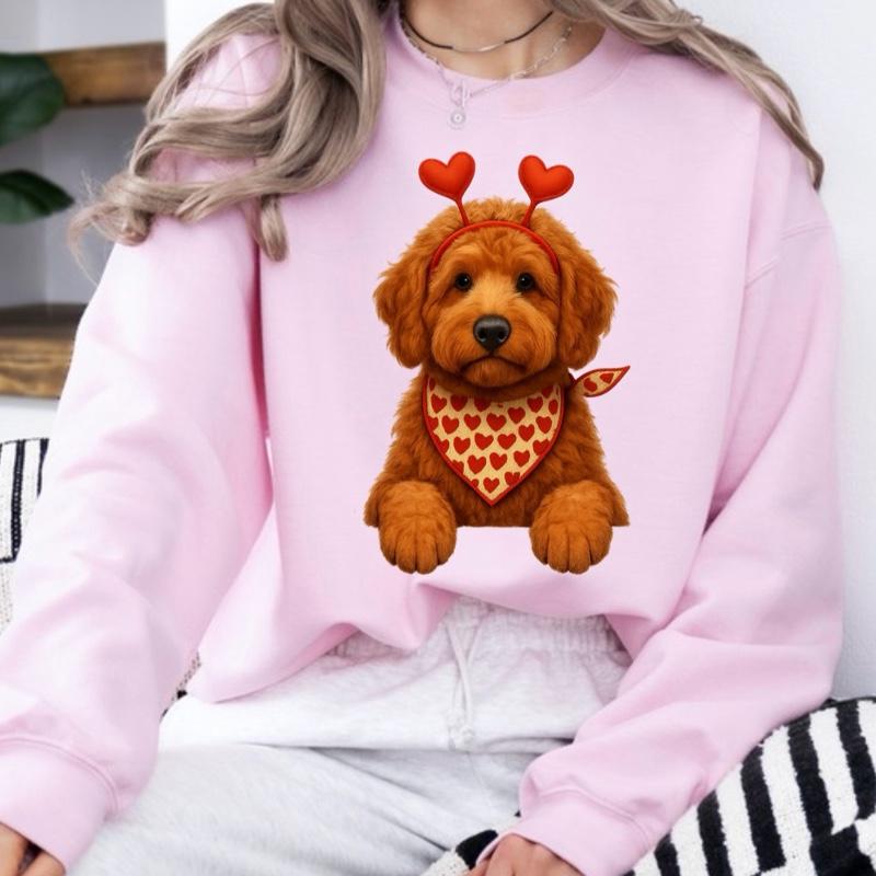 Valentine's Dog Sweatshirt | My Dog is My Valentine Crewneck | Retro Puppy Heart Graphic Jumper | Dog Mom Valentine's Day Gift