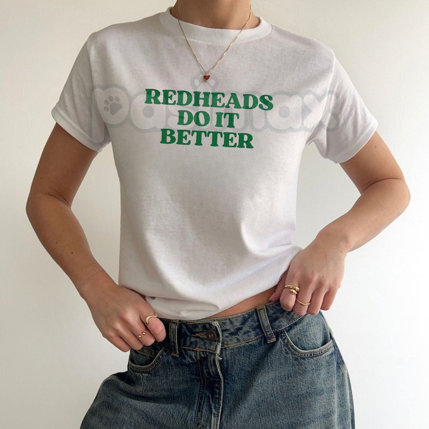 "Redheads Do It Better" Baby Tee - Sassy Red Hair Pride Graphic Top, Y2K Style Gingers Rule Crop Tee, Premium 100% Cotton Redhead Gift, Trendy Aesthetic Slogan Shirt, Soft Lived-In Heavyweight Fitted Tee-Pasimax