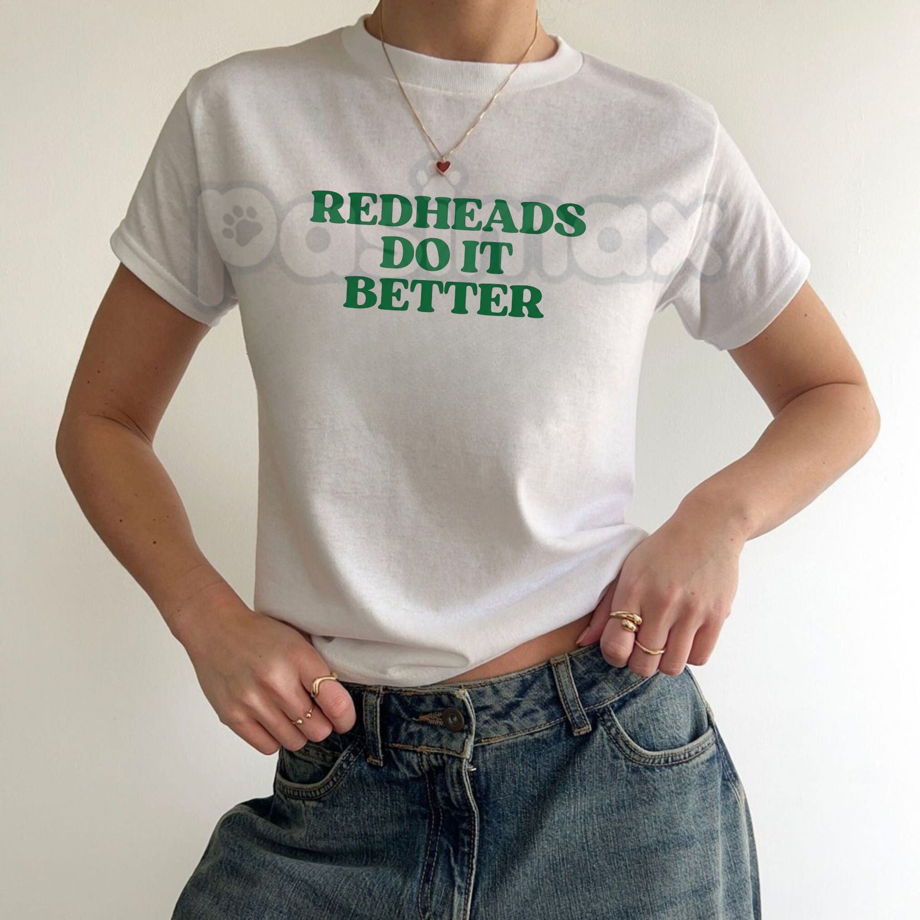 "Redheads Do It Better" Baby Tee - Sassy Red Hair Pride Graphic Top, Y2K Style Gingers Rule Crop Tee, Premium 100% Cotton Redhead Gift, Trendy Aesthetic Slogan Shirt, Soft Lived-In Heavyweight Fitted Tee-Pasimax