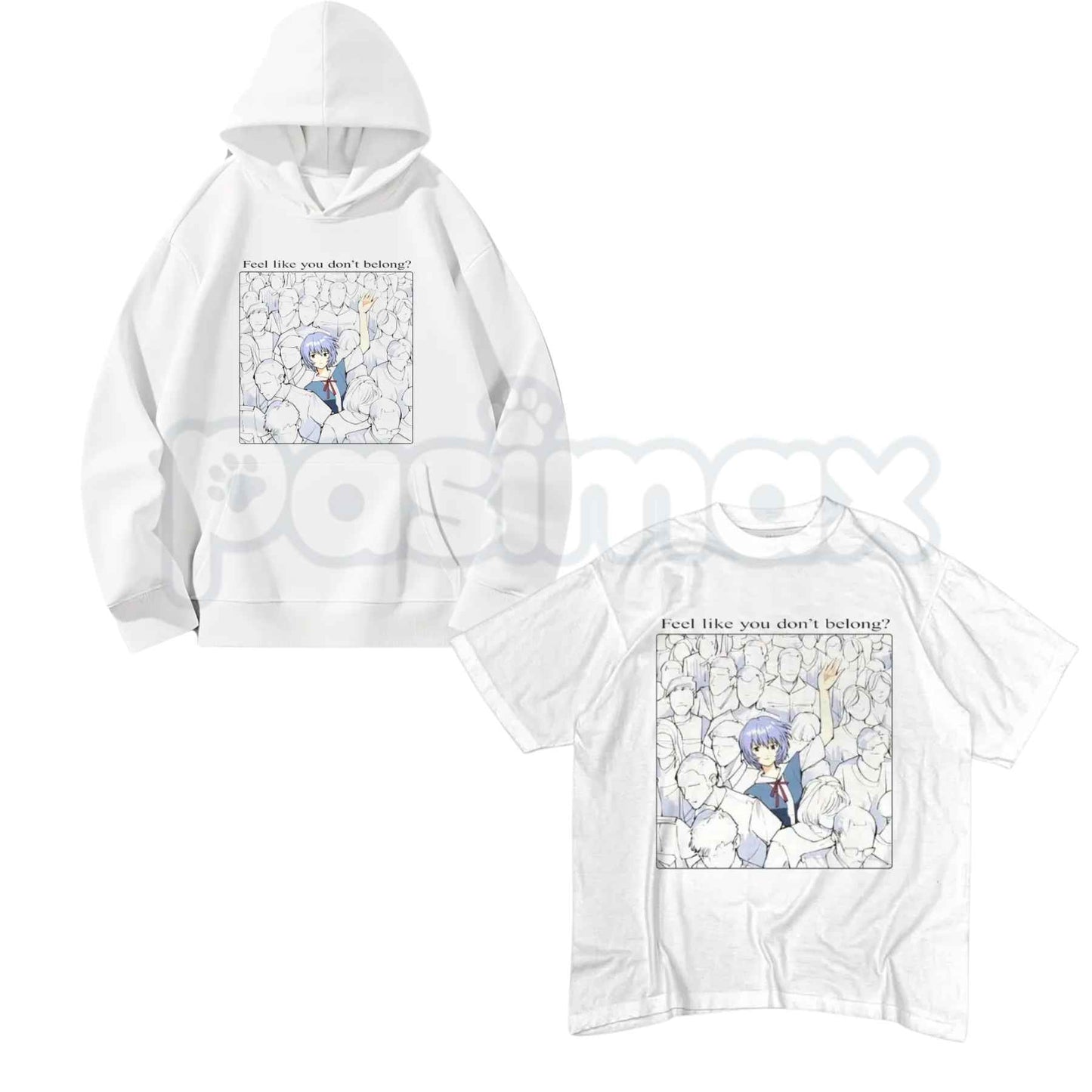 Rei Ayanami Shirt – Feel Like You Don’t Belong Anime Graphic Tee, Retro Evangelion Unisex Cotton Streetwear Shirt-Pasimax