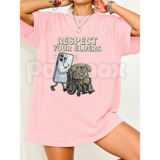 "Respect Your Elders" Tech Graphic T-Shirt – Funny Floppy Disk Retro PC Tee, Premium 100% Cotton Gamer & IT Humor Top, Soft Lived-In Heavyweight Nerd Culture Shirt, Made in USA-Pasimax