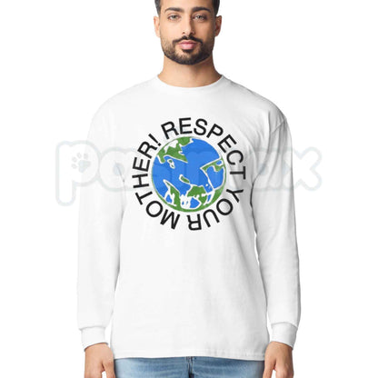 Respect Your Mother Long Sleeve | Vintage Earth Day Eco Graphic Shirt-Pasimax