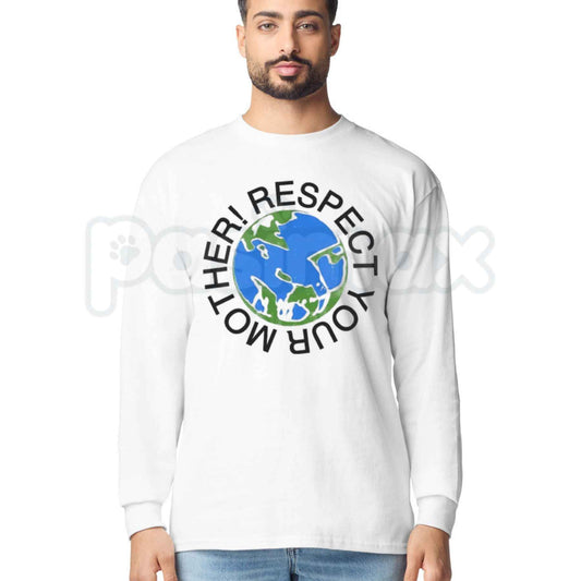 Respect Your Mother Long Sleeve | Vintage Earth Day Eco Graphic Shirt-Pasimax