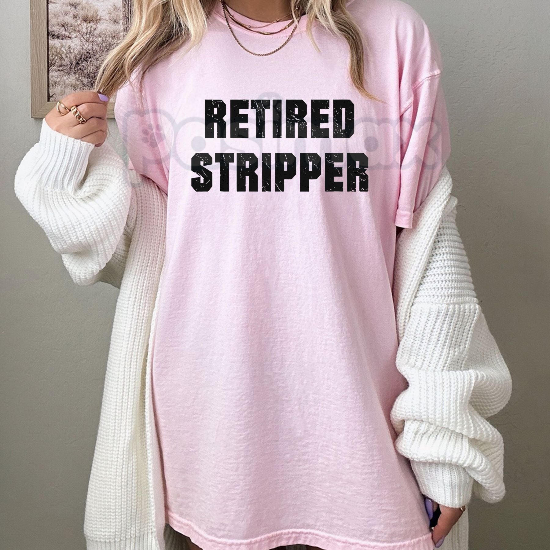 "Retired Stripper" Funny Graphic T-Shirt - Sarcastic Adult Humor Tee, Exotic Dancer Retirement Gift, Ironic Club Culture Apparelt-Pasimax