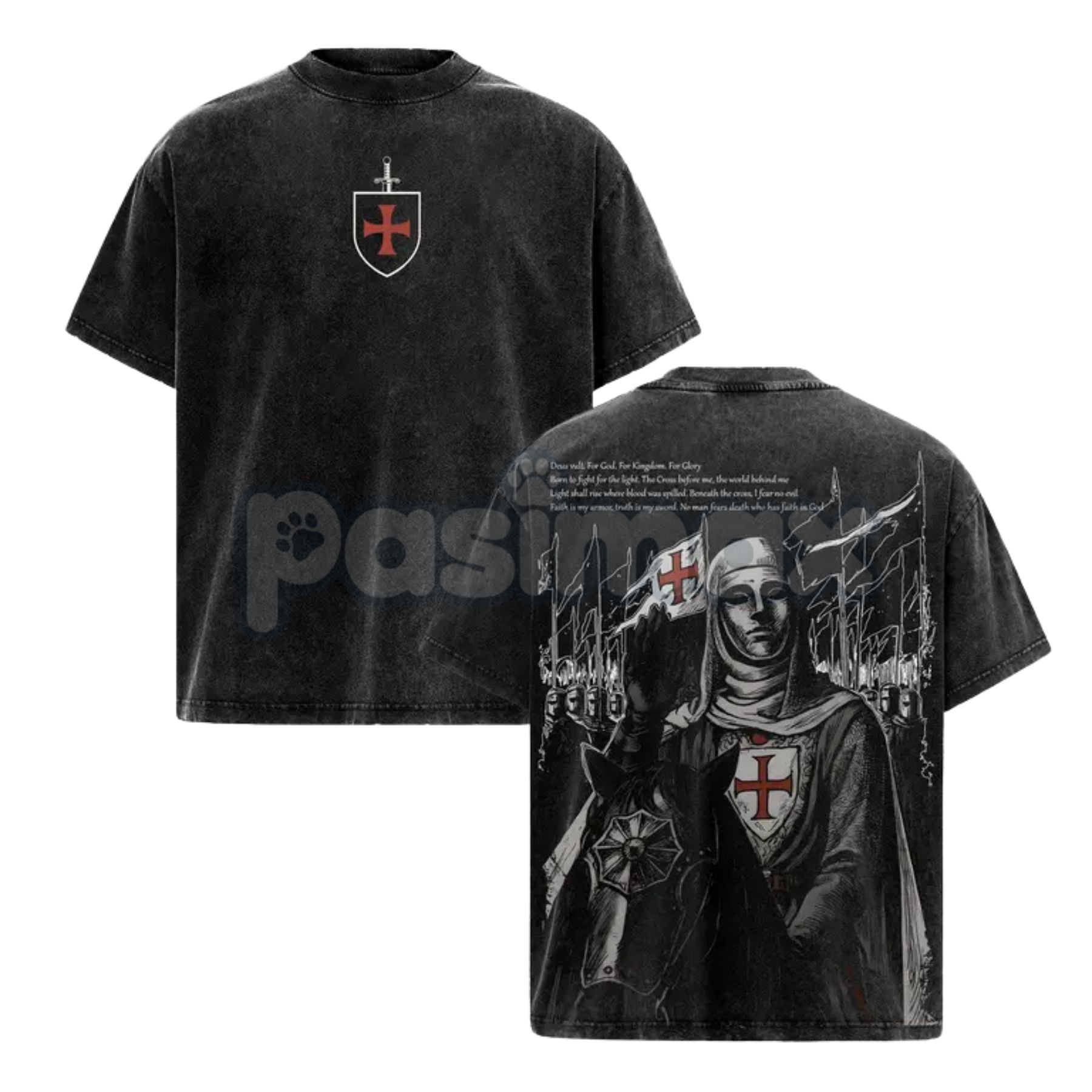 Retro Baldwin IV "The Leper King" T-Shirt – Crusader King Holy Army Vintage Washed Tee-Pasimax