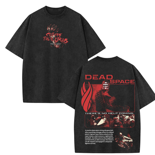 Retro Dead Space T-Shirt – Oversized Washed Gamer Tee, Isaac Clarke Marker Graphic-Pasimax