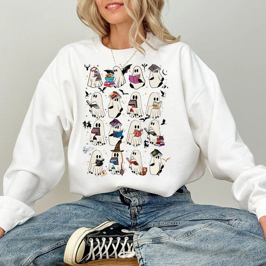Retro Ghost Book Sweatshirt – Fourth Wing, ACOTAR & SJM Book Lover Gift-Pasimax