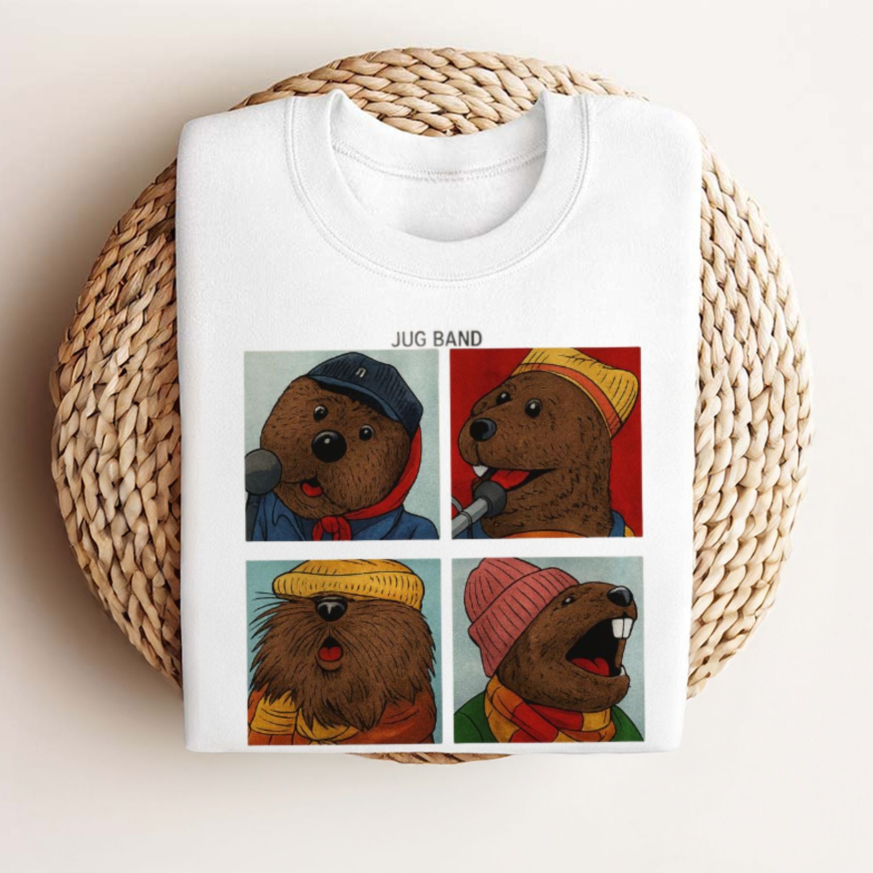 Retro Jug Band T-Shirt - Funny Animal Quartet Graphic Tee, Vintage Music Lover Shirt-Pasimax