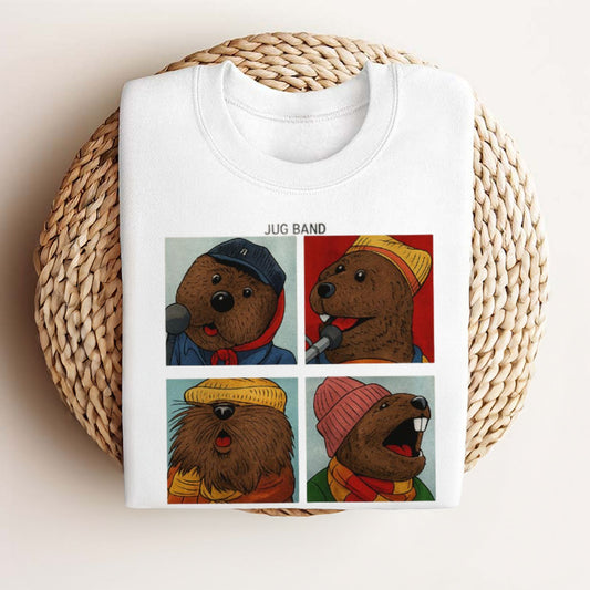 Retro Jug Band T-Shirt - Funny Animal Quartet Graphic Tee, Vintage Music Lover Shirt-Pasimax