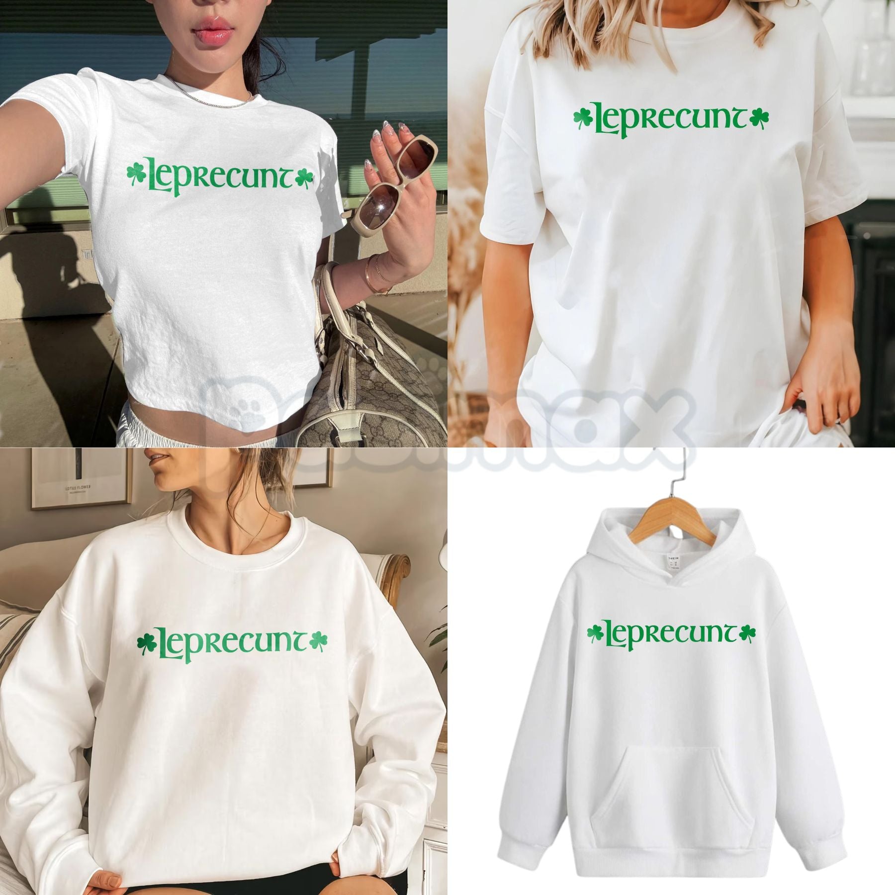 Retro Leprecunt Women's Baby Tee – Vintage 70s St. Patrick's Day T-Shirt & Sarcastic Irish Crop Top-Pasimax