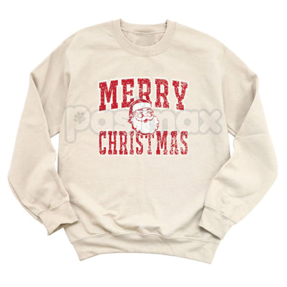 Retro Merry Christmas Santa Sweatshirt | Vintage Holiday Crewneck Jumper | Nostalgic Graphic Top-Pasimax