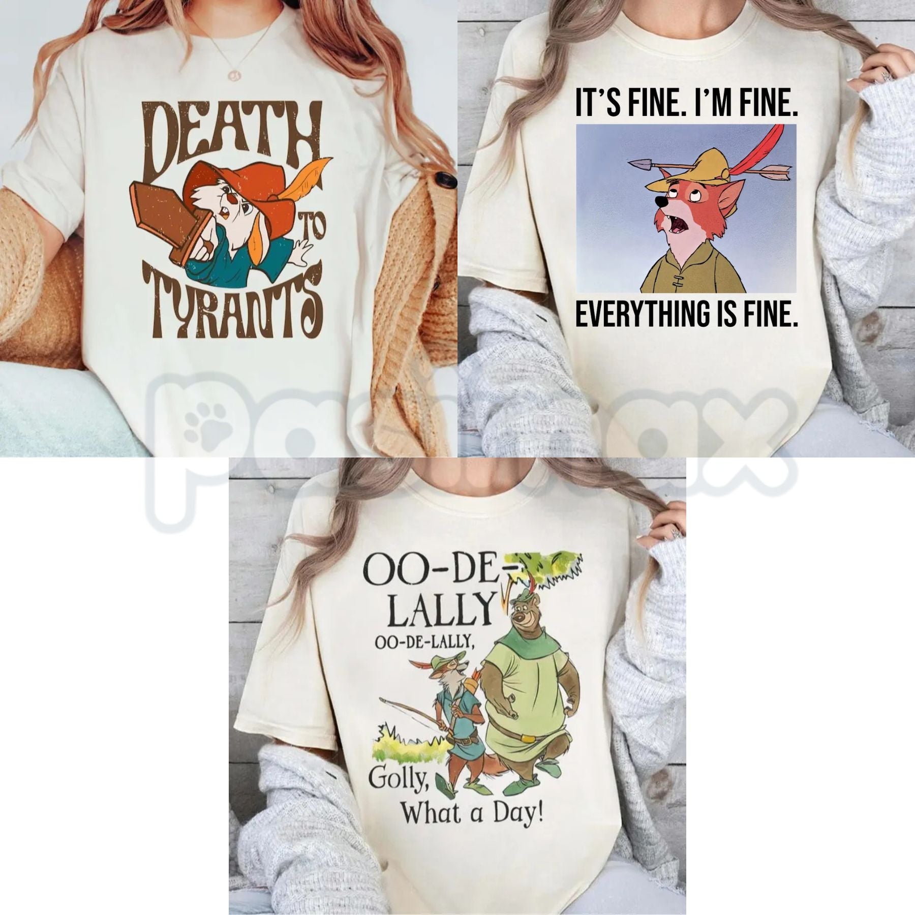 Retro "Robin Hood & Skippy" T-Shirt – Oo-De-Lally Death to Tyrants Family Trip Graphic Tee-Pasimax