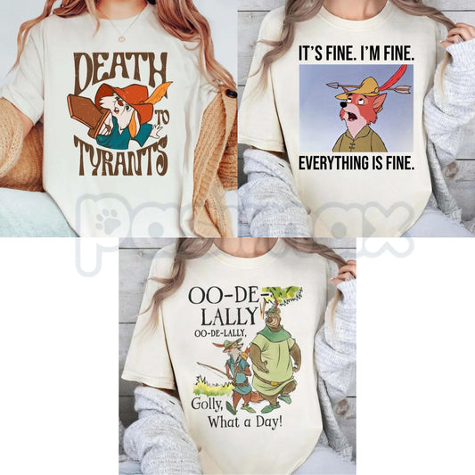 Retro "Robin Hood & Skippy" T-Shirt – Oo-De-Lally Death to Tyrants Family Trip Graphic Tee-Pasimax