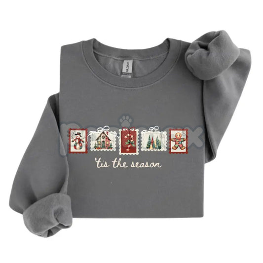 Retro Winter Stamp Sweatshirt | Vintage Holiday Postal Jumper | Nostalgic Christmas Mail Crewneck | Philately Gift-Pasimax