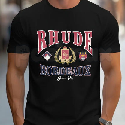 Rhude Bordeaux Grand Prix Graphic T-Shirt – Luxury Vintage Motorsport Streetwear Tee-Pasimax
