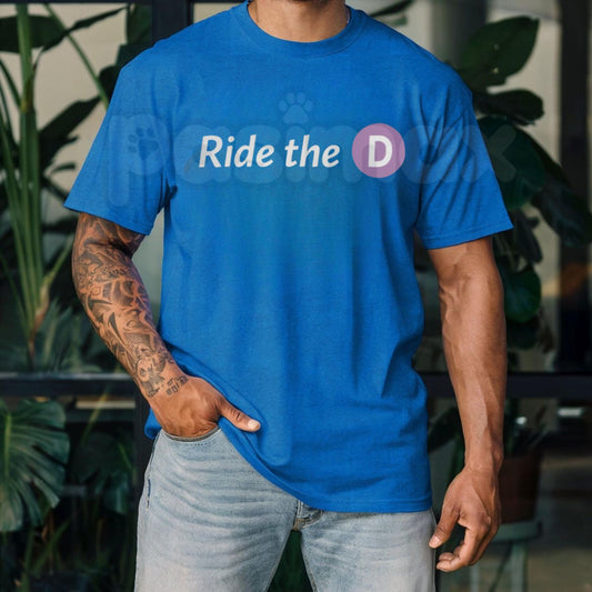 "Ride The D" Funny Urban Transit T-Shirt – Retro Subway Graphic Tee, Premium 100% Cotton City Commuter Top, Soft Lived-In Heavyweight Sarcastic Statement Shirt, Made in USA-Pasimax