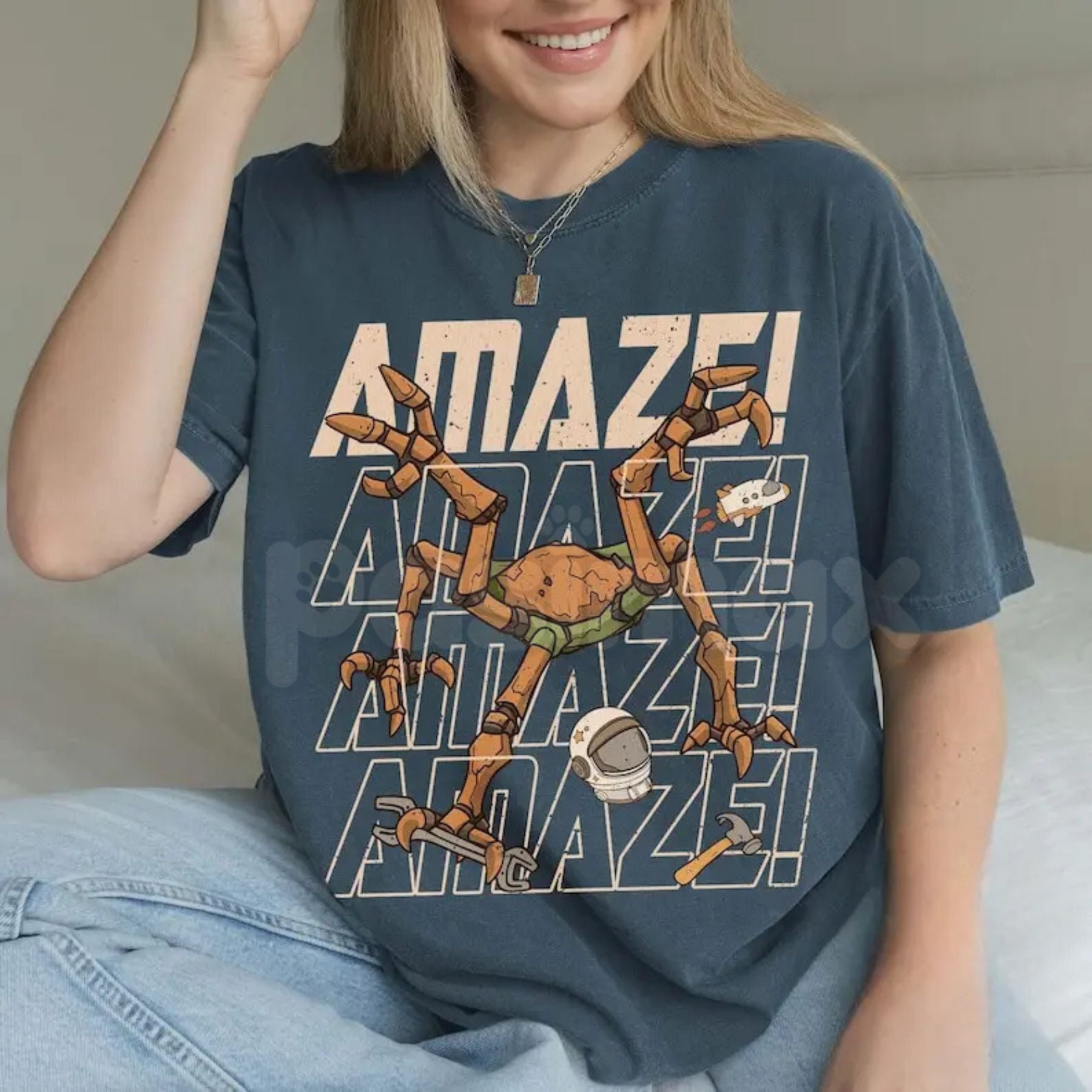 "Rocky Amaze" Project Hail Mary T-Shirt - Inspirational Eridian Engineer Graphic Tee, Premium 100% Cotton Sci-Fi Reader Gift, Amaze Amaze Amaze Bookish Top, Ryland Grace & Rocky Space Shirt, Soft Lived-In Heavyweight Nerd Culture Apparel-Pasimax