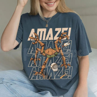 "Rocky Amaze" Project Hail Mary T-Shirt - Inspirational Eridian Engineer Graphic Tee, Premium 100% Cotton Sci-Fi Reader Gift, Amaze Amaze Amaze Bookish Top, Ryland Grace & Rocky Space Shirt, Soft Lived-In Heavyweight Nerd Culture Apparel-Pasimax
