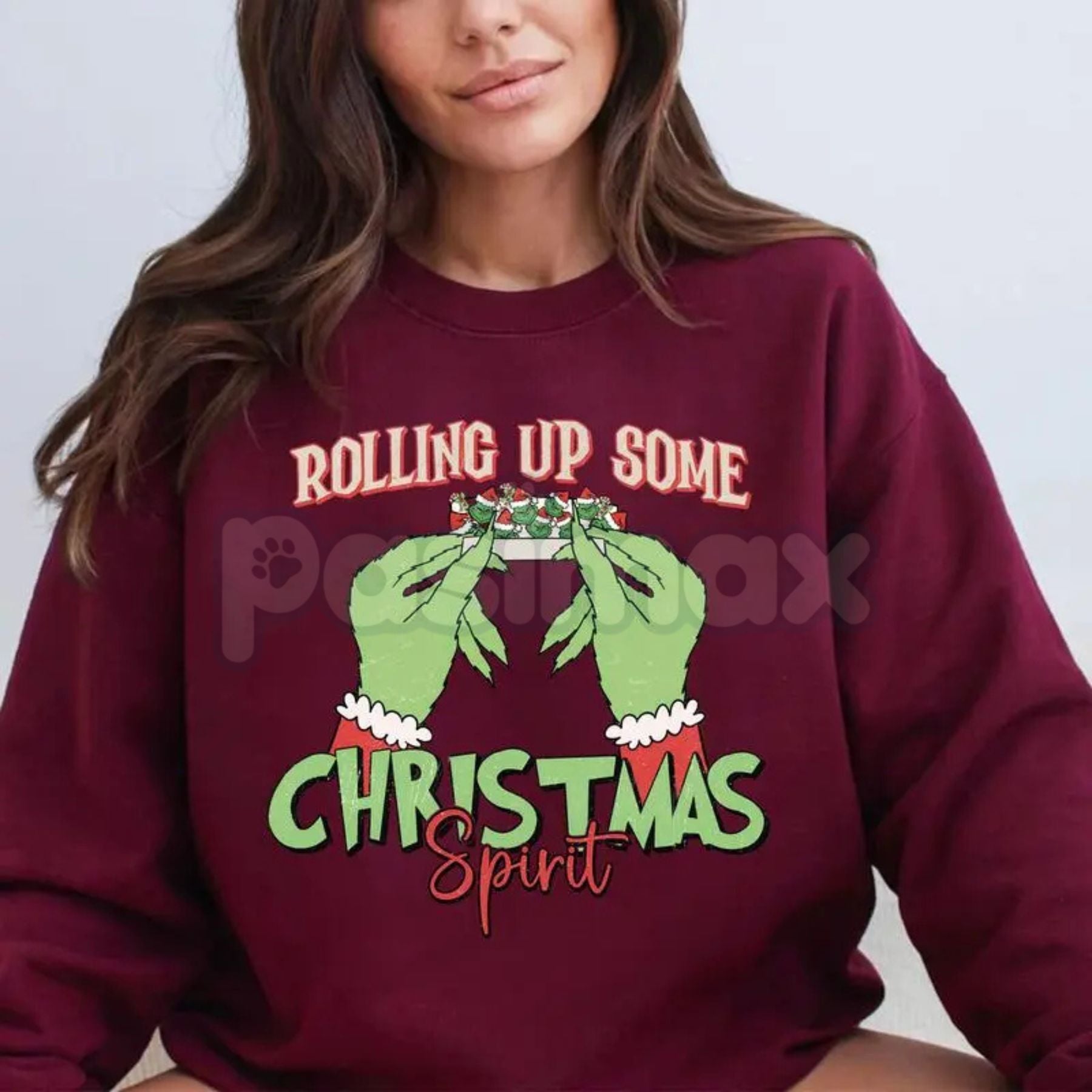 "Rolling Up Some Christmas Spirit" Sweatshirt | Funny Laid-Back Holiday Crewneck | Relaxed Xmas Jumper-Pasimax