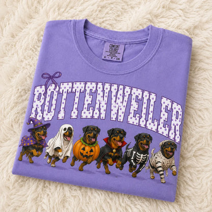 Comfort Colors® Dog Breeds Halloween T-Shirt – Funny Dog Mom Spooky Season Graphic Tee, Vintage Pet Lover Unisex Top
