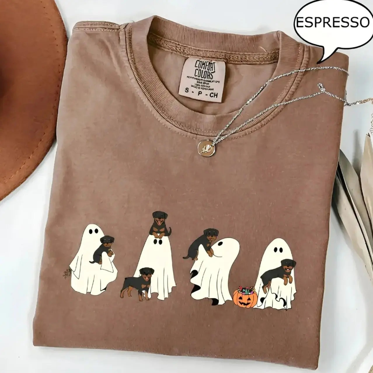 Comfort Colors® Custom Dog Halloween T-Shirt – Breeds Available Ghost Boba Tea Funny Pet Graphic Tee, Spooky Dog Lover Unisex Top
