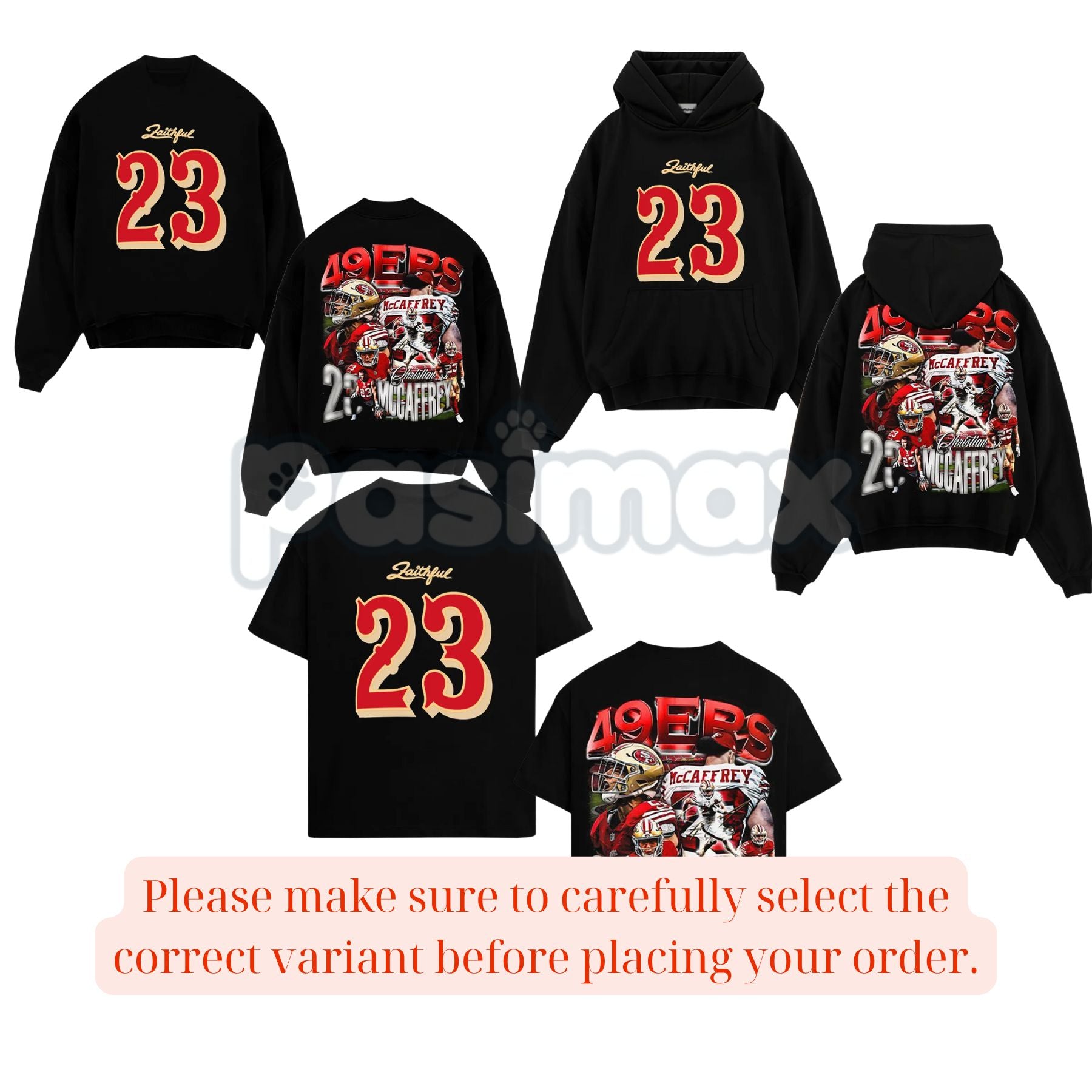 Run CMC Christian McCaffrey 23 "The Faithful" Game Day Cotton Hoodie – Fan Pullover & T-Shirt Style Apparel, Unisex-Pasimax