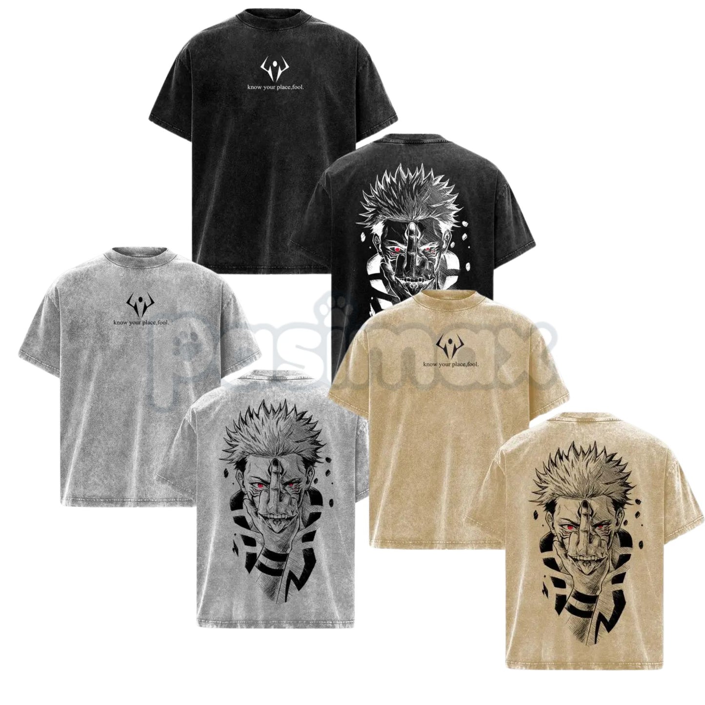 Ryomen Sukuna "Know Your Place Fool" T-Shirt – Jujutsu Kaisen Oversize Anime Graphic Tee-Pasimax