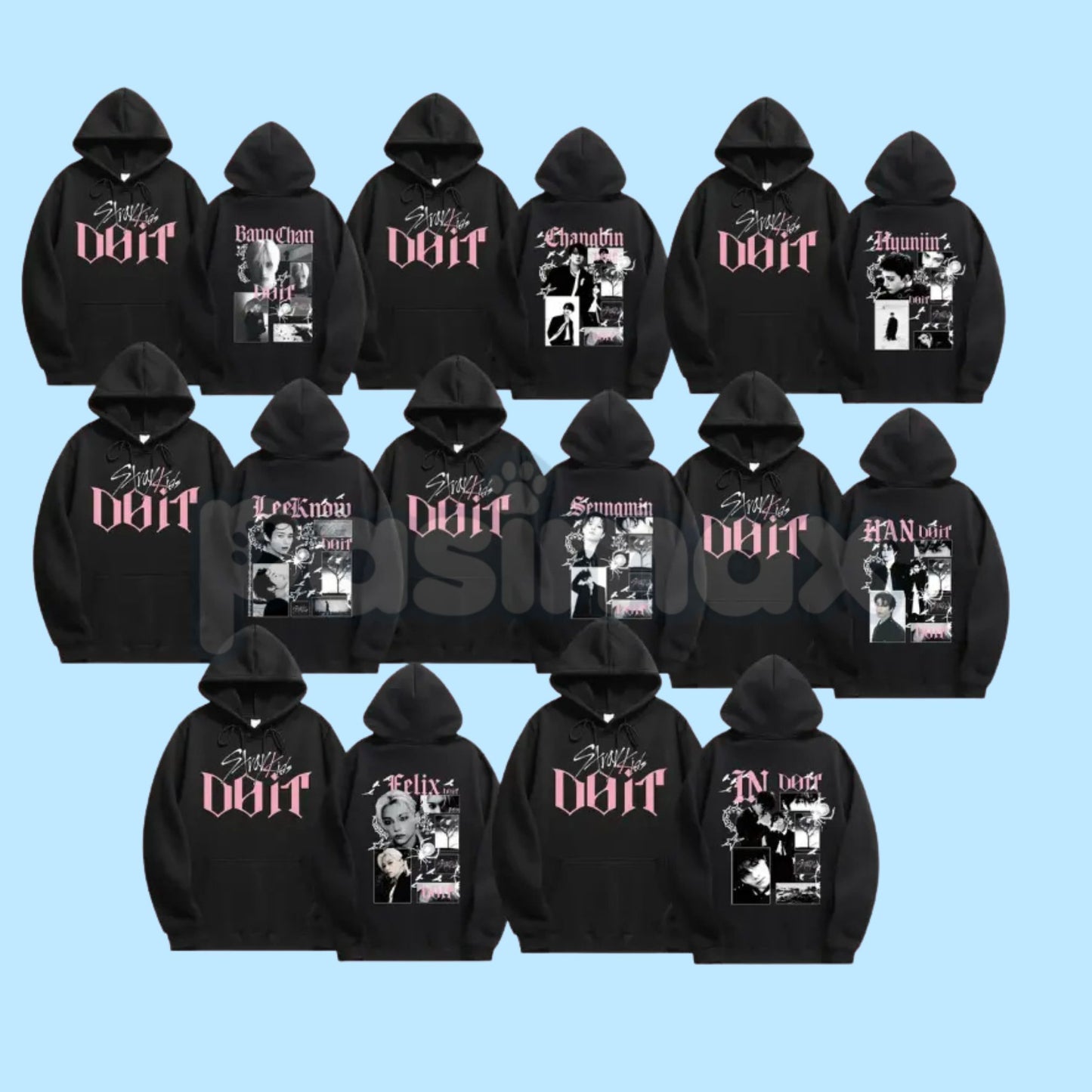 SKKZ K-pop Boysband Member Inspired 2-Sided Hoodie – Fan Merch Pullover, K-Pop Idol Streetwear, Unisex-Pasimax