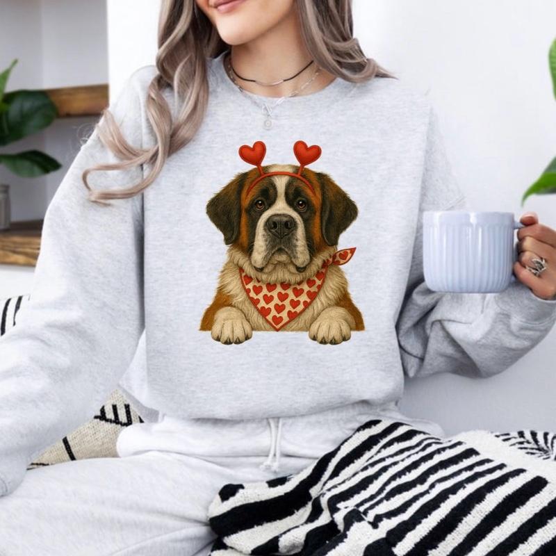 Valentine's Dog Sweatshirt | My Dog is My Valentine Crewneck | Retro Puppy Heart Graphic Jumper | Dog Mom Valentine's Day Gift