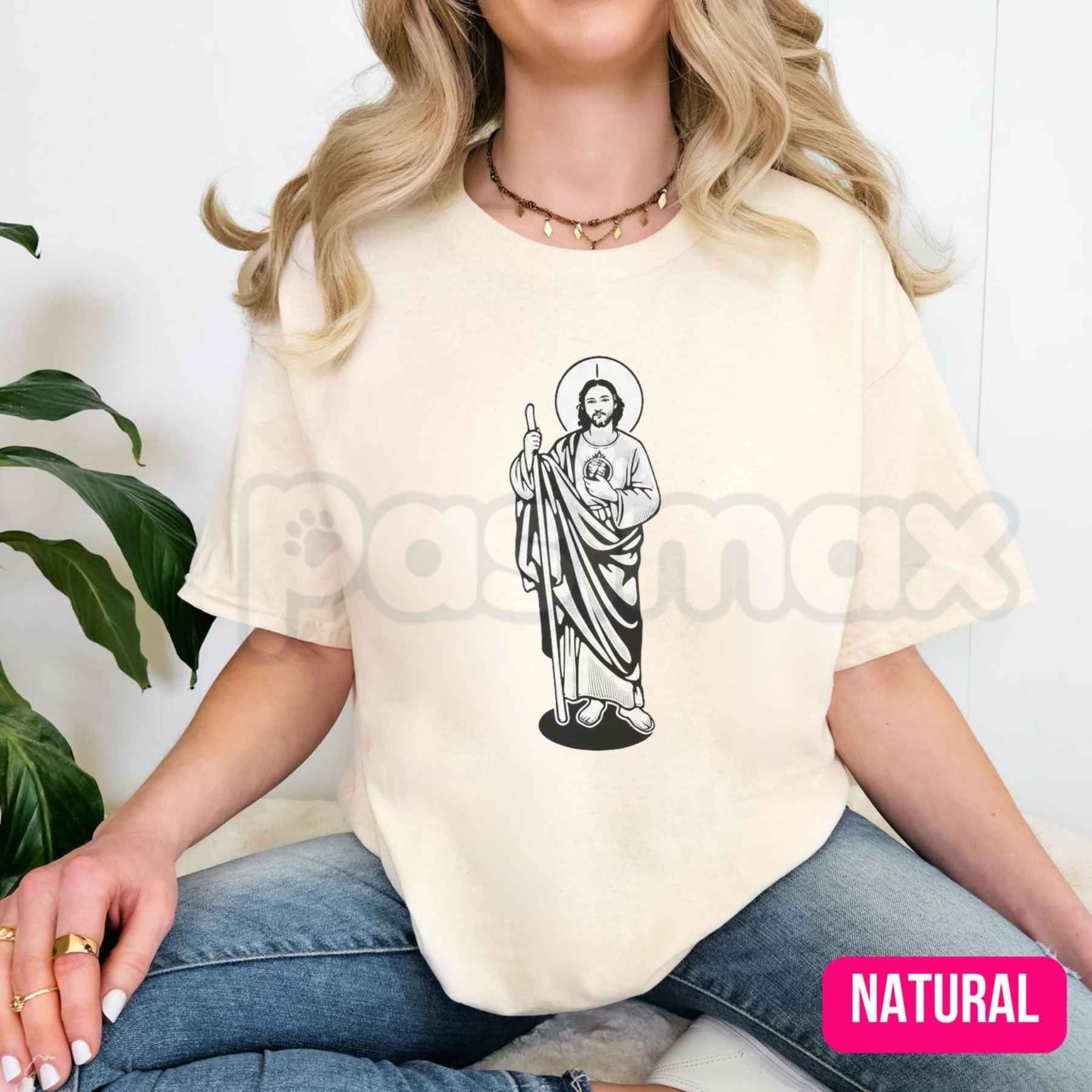 Saint Judas Tadeo Religious T-Shirt – San Judas Tadeo Catholic Faith Unisex Cotton Graphic Tee-Pasimax