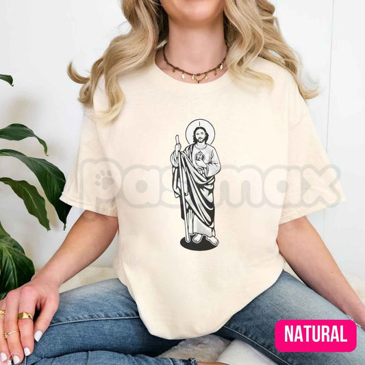 Saint Judas Tadeo Religious T-Shirt – San Judas Tadeo Catholic Faith Unisex Cotton Graphic Tee-Pasimax