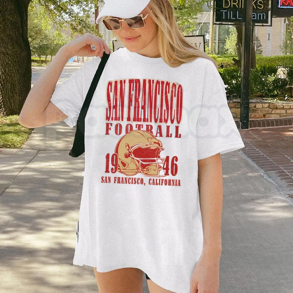 San Francisco Football 1946 Helmet Vintage Print T-Shirt – Retro Gridiron Heritage Tee-Pasimax
